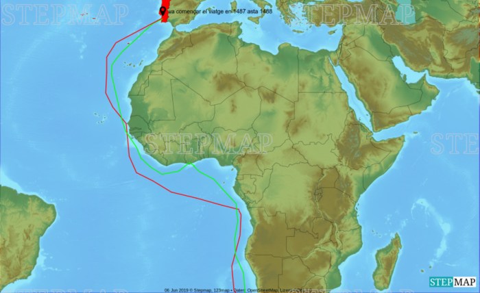 Map of bartolomeu dias voyage