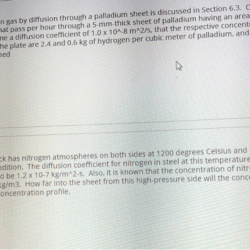 Hydrogen purification gas calculate diffusion palladium