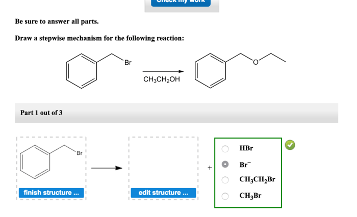 Draw a stepwise mechanism for the following reaction: